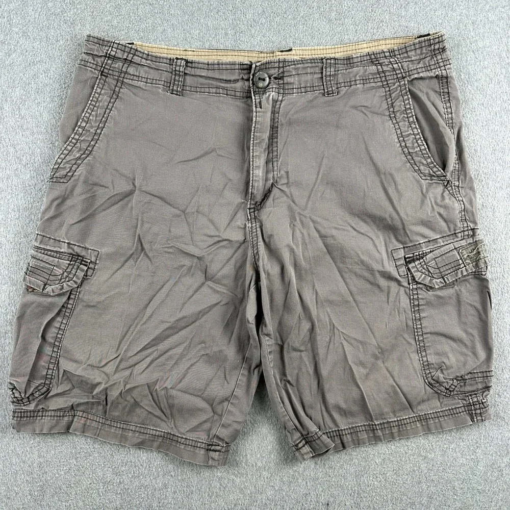 Unionbay Cargo Shorts Mens 36‎ Gray Messenger Flat Front Cotton Casual